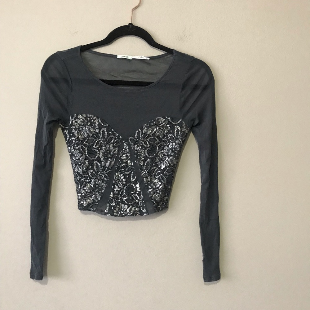 Kimchi Blue Sheer Shimmer LS
